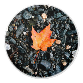 Orange Löv keramisk dragning Knopp