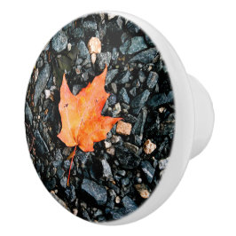 Orange Löv keramisk dragning Knopp