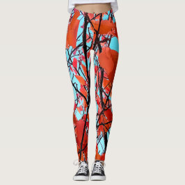 Orange löv leggings