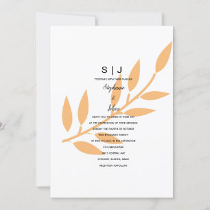 Orange Löv Monogram Natur minimal Bröllop 2024 Inbjudningar