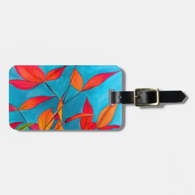 Orange löv Ursprunglig vattenfärgsbild hösten Bagagebricka (Horisontell Framsida)