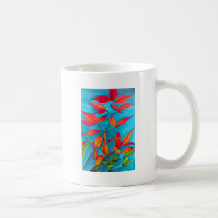 Orange löv Ursprunglig vattenfärgsbild hösten Kaffemugg