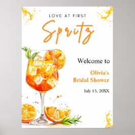 Orange Love at First Spritz Bridal Shower Welcome  Poster