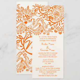 Orange Love birds bröllopsinbjudan Inbjudningar