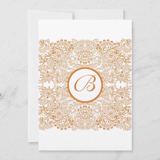 Orange Love birds Reflesionsbröllopsinbjudan Inbjudningar (Framsida)