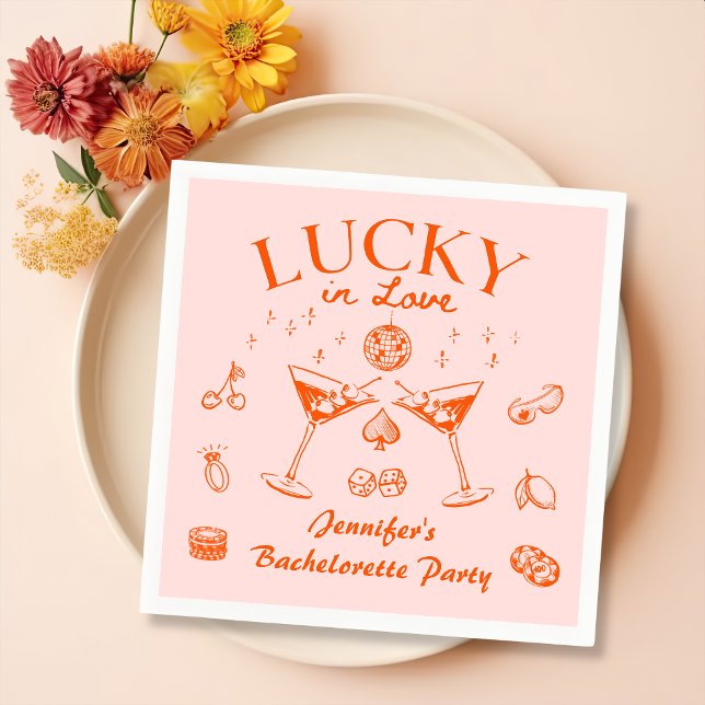 Orange Lucky In Love Cocktail Bachelorette-fest Pappersservett (Skapare uppladdad)