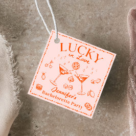 Orange Lucky In Love Sidor För Brudtärna Gåvor Etiketter