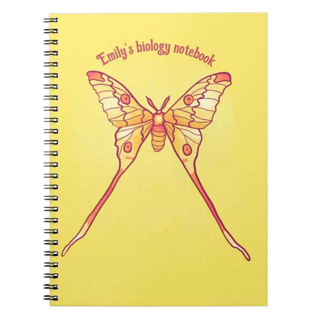 Orange Luna Moth Art - Colorful Insekt Art Anteckningsbok (Framsidan)