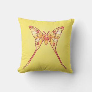 Orange Luna Moth Art - Färgfull Insekt Kudde