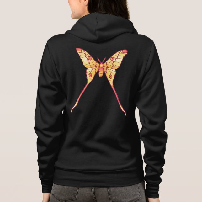 Orange Luna Moth Art - Färgfull Insekt T Shirt (Baksida)