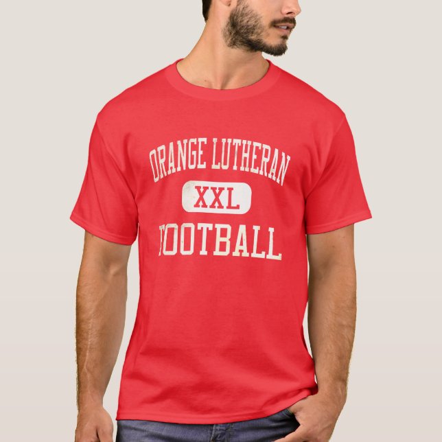 Orange LutheranLancersfotboll Tee Shirt (Framsida)