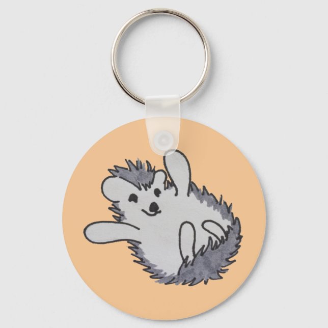 Orange Lycklig Hedgehog Nyckelring (Framsida)
