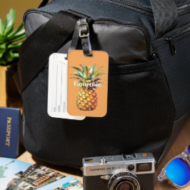 Orange Lycklig Tropisk ananas Bagagebricka