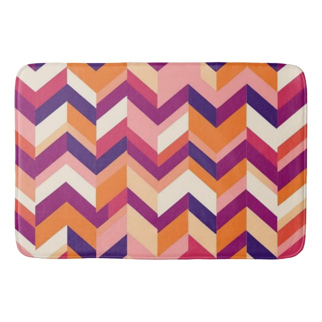 Orange  Magenta Chevron Bath Mat Badrumsmatta (Framsidan)