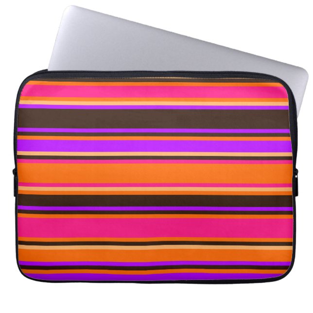 Orange-, Magenta- och Lila-stripe-elektroniksäck Laptop Fodral (Framsidan)