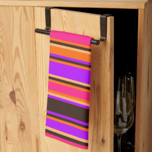 Orange, Magenta och Lila, Stripe-kökshandduk Kökshandduk