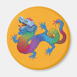 Orange Magnet med färgfulla drakar