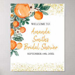 Orange main squeeze bröllopsdusch välkomstskylt poster