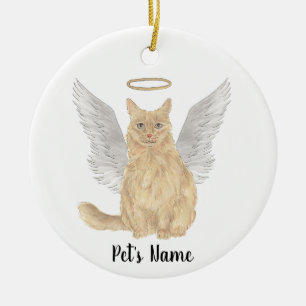 Orange Maine Coon Sympathy Memorial Julgransprydnad Keramik