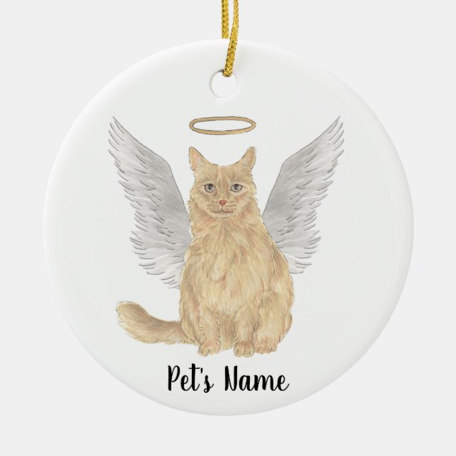 Orange Maine Coon Sympathy Memorial Julgransprydnad Keramik (Framsidan)
