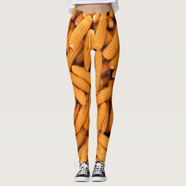 Orange Maj Cob: Harvest Agriculture Background Leggings (Framsida)