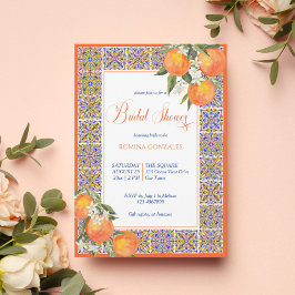 Orange majolica Medelhavet platts bröllopsdusch Inbjudningar