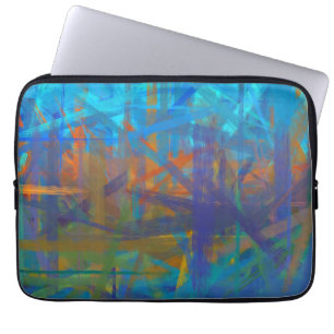 Orange målning för konst för blåttlilaabstrakt laptop sleeve
