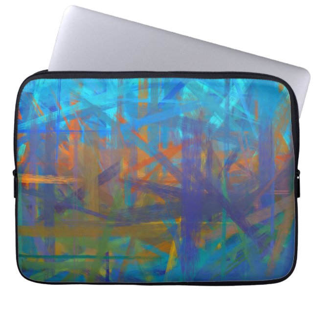 Orange målning för konst för blåttlilaabstrakt laptop sleeve (Framsidan)