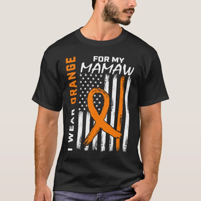 Orange Mamaw Leukemia Awareness USA Flag Kids  Pro T Shirt (Framsida)