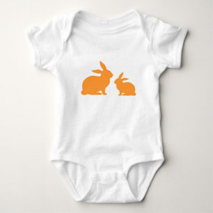 Orange Mamma och Baby Bunny Baby Bodykostym T Shirt