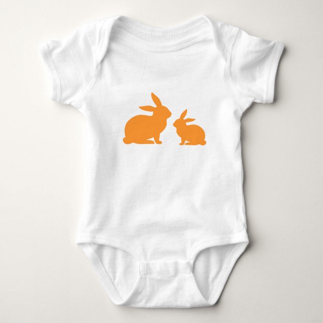 Orange Mamma och Baby Bunny Baby Bodykostym T Shirt (Framsida)