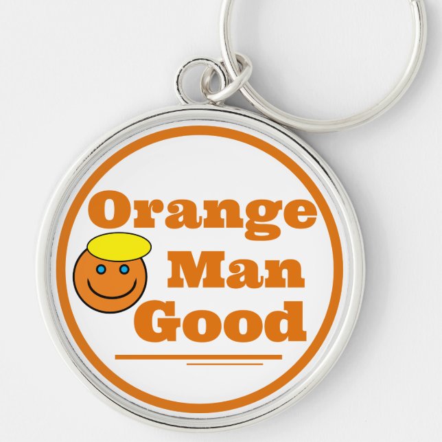 Orange Man BRA Rund Silverfärgad Nyckelring (Framsidan)