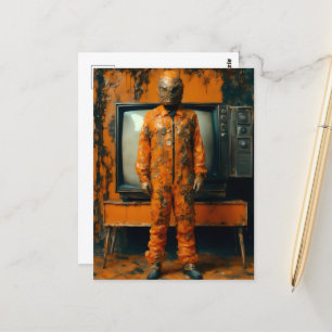 Orange Man Orange Kostym övergivna TV-apparater Vykort