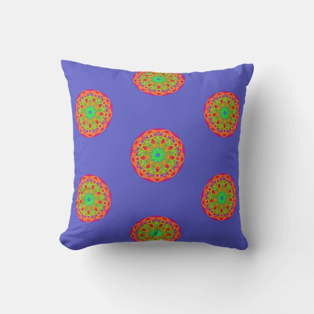 Orange Mandala Boho Square Pillow Kudde (Framsida)