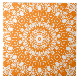Orange Mandala Geometriskt Mönster Kakelplatta