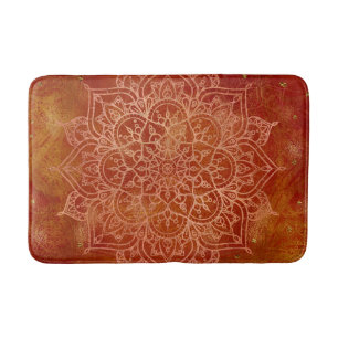 Orange Mandala & guld- Glam modern chic Badrumsmatta