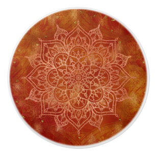 Orange Mandala & Guld Glam Modern Chic Knopp