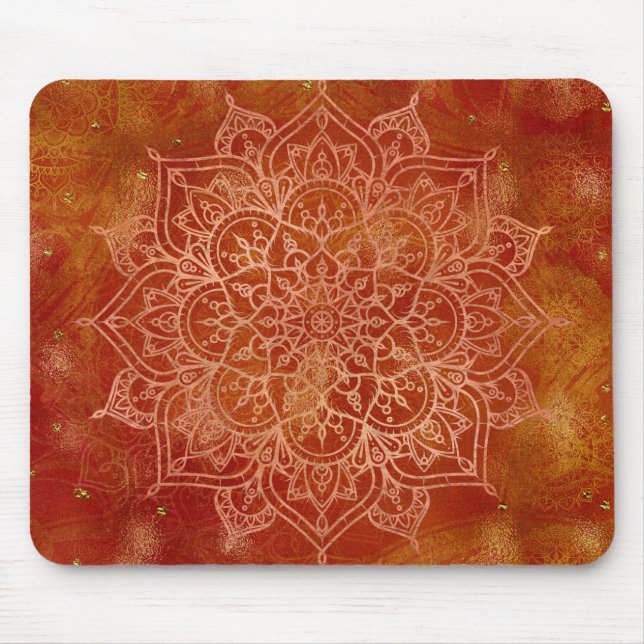 Orange Mandala & Guld Glam Modern Chic Musmatta (Framsidan)