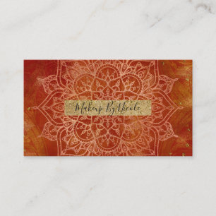 Orange Mandala & Guld Glam Modern Chic Visitkort