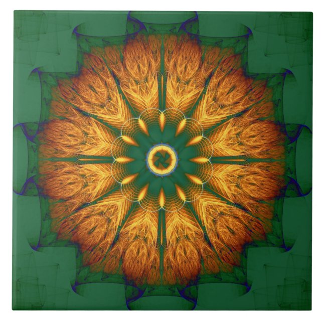 Orange Mandala Kakelplatta (Framsidan)