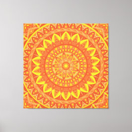 Orange Mandala Varm Boho Geometrisk Livlig Mönster Canvastryck