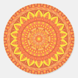 Orange Mandala Varm Boho Livlig Estetisk Dekal Runt Klistermärke