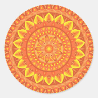 Orange Mandala Varm Boho Livlig Estetisk Dekal Runt Klistermärke
