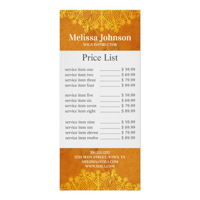 Orange Mandala Yoga Meditation Business Reklamkort (Framsidan)