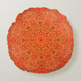Orange Mandalas skuggor Rund Kudde