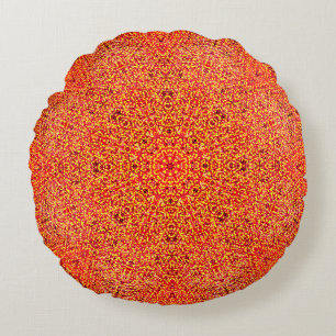 Orange Mandalas skuggor Rund Kudde