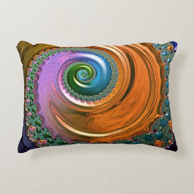 Orange Mandelbrot Swirls accent Cushion Prydnadskudde (Framsidan)