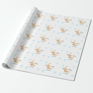 Orange måne blå stjärnor glitter babydusch gnistra presentpapper