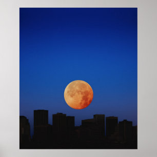 Orange Måne Poster