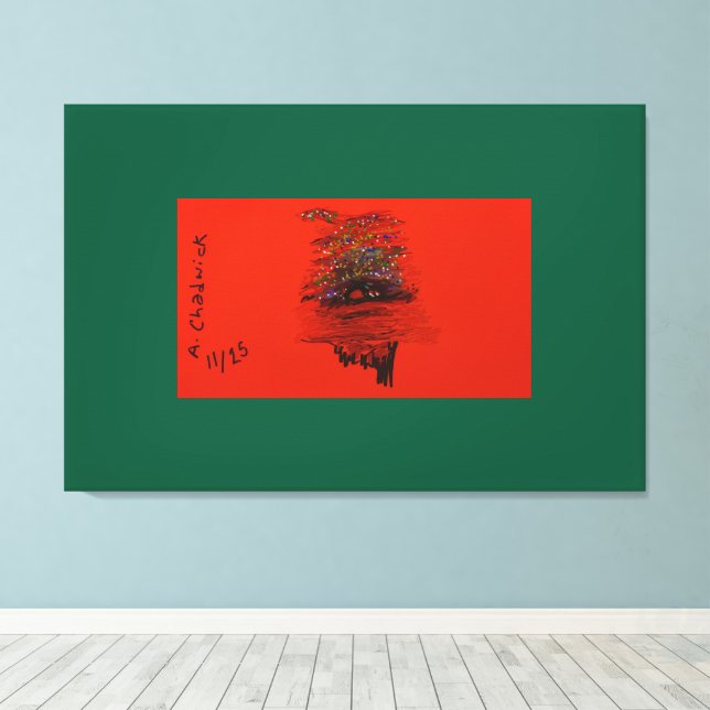 Orange Månelandskap Canvastryck (Insitu (trägolv))